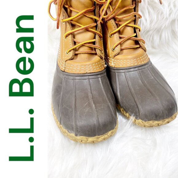 L.L. BEAN BROWN LEATHER DUCK RAIN BOOTS GORE-TEX THINSULATE OUTDOOR, SIZE 7 - Picture 7 of 15